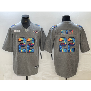 Nike Ravens 22 Derrick Henry Grey Rainbowl Vapor Limited Men Jersey