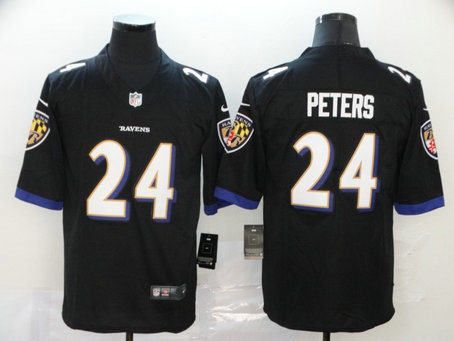 Nike Ravens 24 Marcus Peters Black Vapor Untouchable Limited Jersey