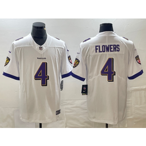 Nike Ravens 4 Flowers White Vapor Untouchable Limited Men Jersey
