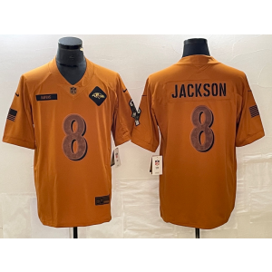 Nike Ravens 8 Lamar Jackson 2023 Brown Salute To Service Limited Men Jersey