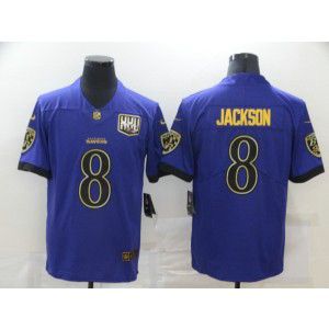 Nike Ravens 8 Lamar Jackson Purple Gold Vapor Limited Men Jersey