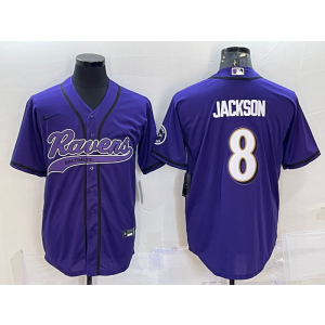 Nike Ravens 8 Lamar Jackson Purple Vapor Baseball Limited Men Jersey Nike Ravens 8 Lamar Jackson Purple Vapor Baseball Limited Men Jersey