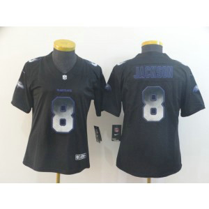 Nike Ravens 8 Lamar Jackson Smoke Vapor Untouchable Limited Women Jersey