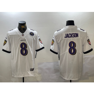Nike Ravens 8 Lamar Jackson White Team Logo Vapor Limited Men Jersey Nike Ravens 8 Lamar Jackson White Team Logo Vapor Limited Men Jersey