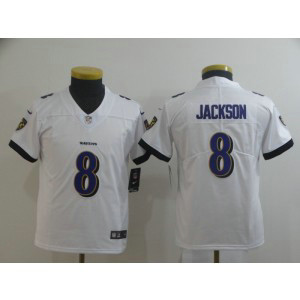 Nike Ravens 8 Lamar Jackson White Vapor Untouchable Limited Youth Jersey