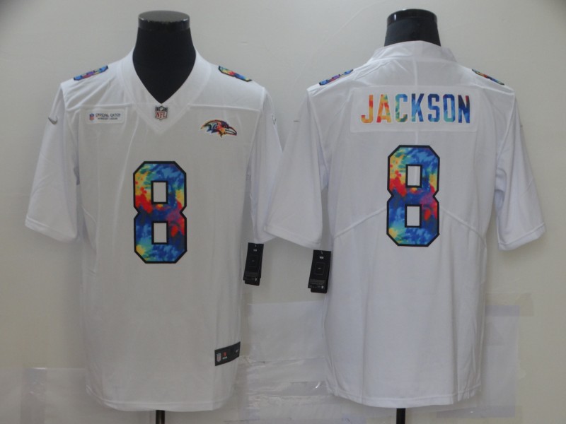 Nike Ravens 8 Lamar Jackson White Vapor Untouchable Rainbow Limited Jersey Nike Ravens 8 Lamar Jackson White Vapor Untouchable Rainbow Limited Jersey