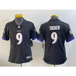 Nike Ravens 9 Justin Tucker Black Vapor Limited Women Jersey