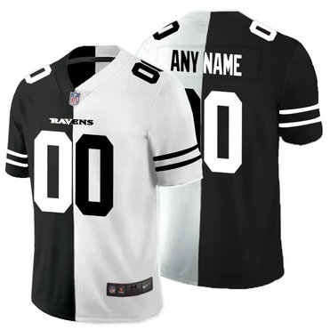 Nike Ravens Customized Black And White Split Vapor Untouchable Limited Jersey
