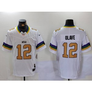 Nike Saints 12 Chris Olave White Gold F.U.S.E. Vapor Limited Men Jersey Nike Saints 12 Chris Olave White Gold F.U.S.E. Vapor Limited Men Jersey