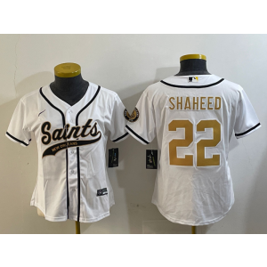 Nike Saints 22 Rashid Shaheed White Gold Vapor Baseball Limited Women Jersey