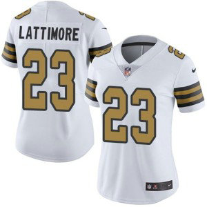 Nike Saints 23 Marshon Lattimore White Color Rush Limited Women Jersey