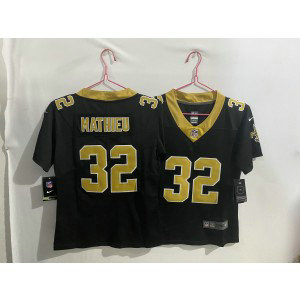 Nike Saints 32 Tyrann Mathieu Black Gold Vapor Limited Youth Jersey