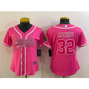 Nike Saints 32 Tyrann Mathieu Pink Vapor Baseball Limited Women Jersey