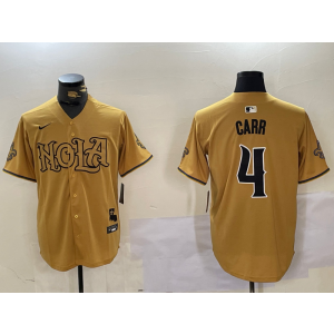 Nike Saints 4 Derek Carr Yellow Vapor Nola Baseball Limited Men Jersey
