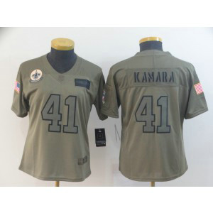 Nike Saints 41 Alvin Kamara 2019 Olive Salute To Service Limited Women Jersey
