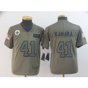 Nike Saints 41 Alvin Kamara 2019 Olive Salute To Service Limited Youth Jersey