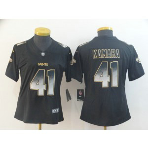 Nike Saints 41 Alvin Kamara Black Arch Smoke Vapor Untouchable Limited Women Jersey