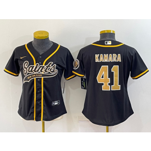 Nike Saints 41 Alvin Kamara Black Vapor Baseball Limited Women Jersey