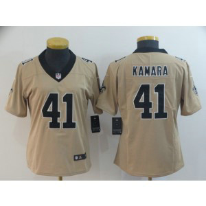 Nike Saints 41 Alvin Kamara Gold Inverted Legend Women Jersey