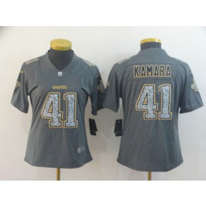 Nike Saints 41 Alvin Kamara Gray Fashion Static Limited Women Jersey
