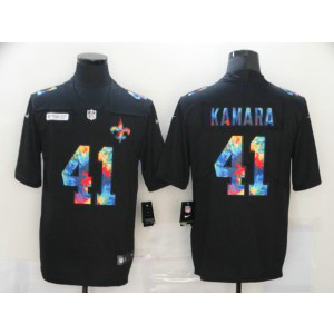 Nike Saints 41 Alvin Kamara Rainbow Black Limited Men Jersey