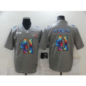 Nike Saints 41 Alvin Kamara Rainbow Grey Limited Men Jersey