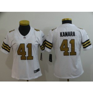 Nike Saints 41 Alvin Kamara White Color Rush Limited Women Jersey