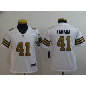 Nike Saints 41 Alvin Kamara White Color Rush Limited Youth Jersey
