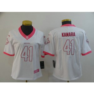 Nike Saints 41 Alvin Kamara White Pink Women Jersey
