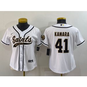Nike Saints 41 Alvin Kamara White Vapor Baseball Limited Women Jersey