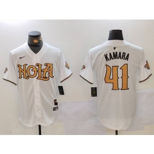 Nike Saints 41 Alvin Kamara White Vapor Nola Baseball Limited Men Jersey Nike Saints 41 Alvin Kamara White Vapor Nola Baseball Limited Men Jersey