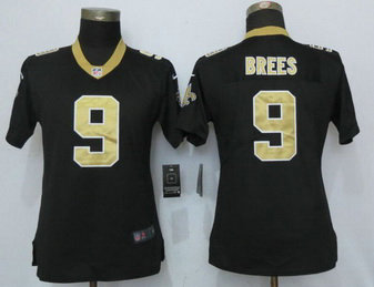 Nike Saints 9 Drew Brees Black Women Vapor Untouchable Limited Jersey