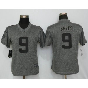 Nike Saints 9 Drew Brees Gray Gridiron Gray Women Limited Jersey