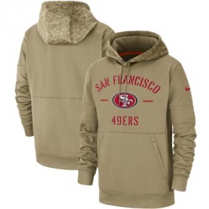 Nike San Francisco 49ers Tan 2019 Salute To Service Sideline Therma Pullover Hoodie