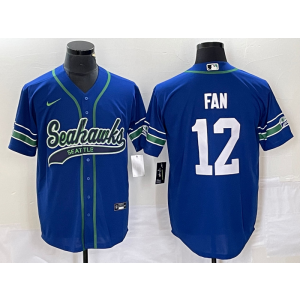 Nike Seahawks 12 Fan Blue Baseball Vapor Limited Men Jersey