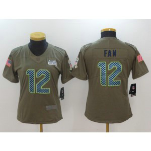 Nike Seahawks 12 Fan Olive 2017 Salute To Service Limited Women Jersey
