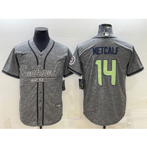 Nike Seahawks 14 DK Metcalf Grey With Patch Vapor Baseball Limited Men Jersey Nike Seahawks 14 DK Metcalf Grey With Patch Vapor Baseball Limited Men Jersey