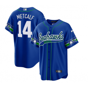 Nike Seahawks 14 DK Metcalf Royal Baseball Thorwback Vapor Limited Men Jersey