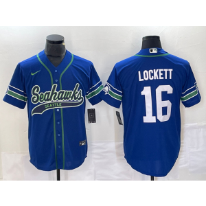 Nike Seahawks 16 Tyler Lockett Blue Baseball Vapor Limited Men Jersey
