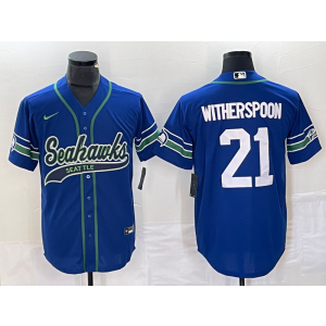 Nike Seahawks 21 Witherspoon Blue Baseball Vapor Limited Men Jersey