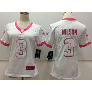 Nike Seahawks 3 Russell Wilson White Pink Women Color Rush Limited Jersey