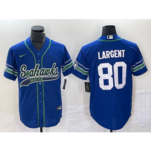Nike Seahawks 80 Steve Largent Blue Baseball Vapor Limited Men Jersey