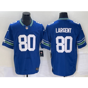 Nike Seahawks 80 Steve Largent Royal 2023 F.U.S.E. Vapor Limited Throwback Men Jersey