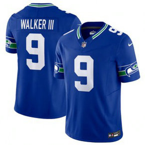Nike Seahawks 9 Kenneth Walker III Royal 2023 F.U.S.E. Vapor Limited Throwback Men Jersey