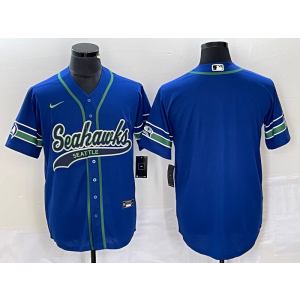 Nike Seahawks Blank Blue Baseball Vapor Limited Men Jersey