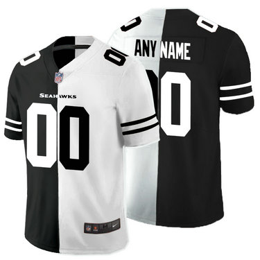 Nike Seahawks Customized Black And White Split Vapor Untouchable Limited Jersey