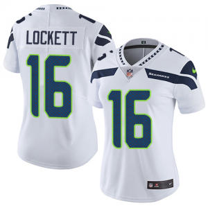 Nike Seattle Seahawks 16 Tyler Lockett White Vapor Untouchable Limited Women Jersey