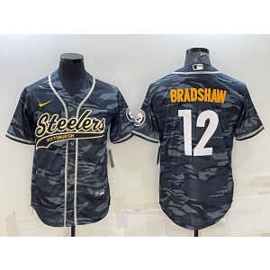 Nike Steelers 12 Terry Bradshaw Camo Vapor Baseball Limited Men Jersey
