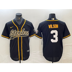 Nike Steelers 3 Russell Wilson Black Gold Vapor Baseball Limited Men Jersey