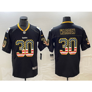 Nike Steelers 30 Jaylen Warren Black USA Flag Vapor Limited Men Jersey Nike Steelers 30 Jaylen Warren Black USA Flag Vapor Limited Men Jersey